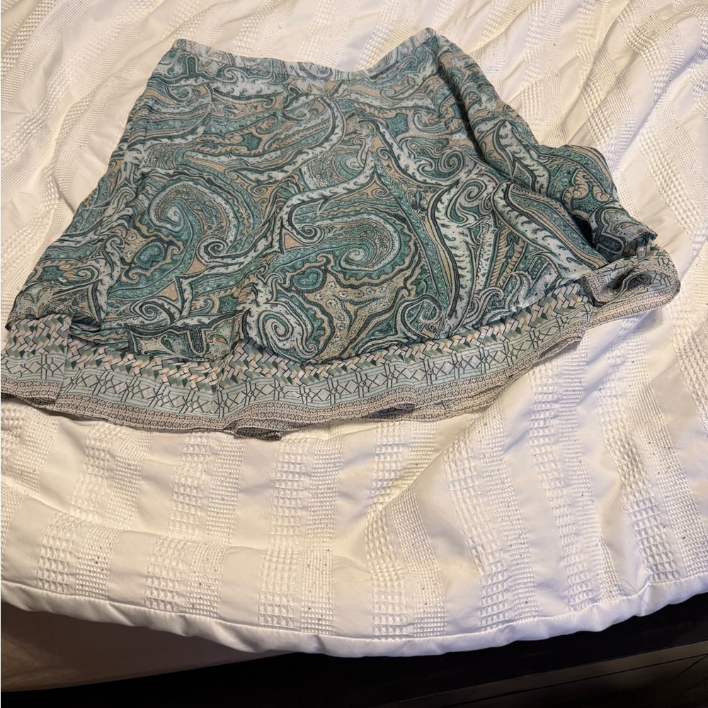 Paisley Patterned Skirt in Teal and Gray